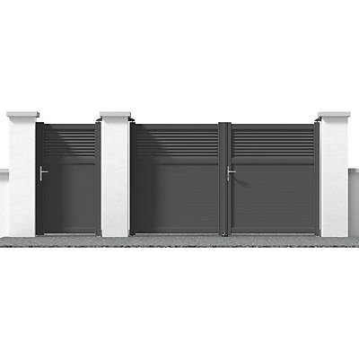 Portail Jardimat aluminium Annoire gris antique sablé - 350 x h.179 cm