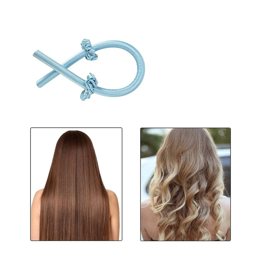 (4-tlg. Set) Locken Haarband Heatless Curler Sockenlocken Haar Styling ohne Hitze inkl. Haarspange   Haargummis - Blau