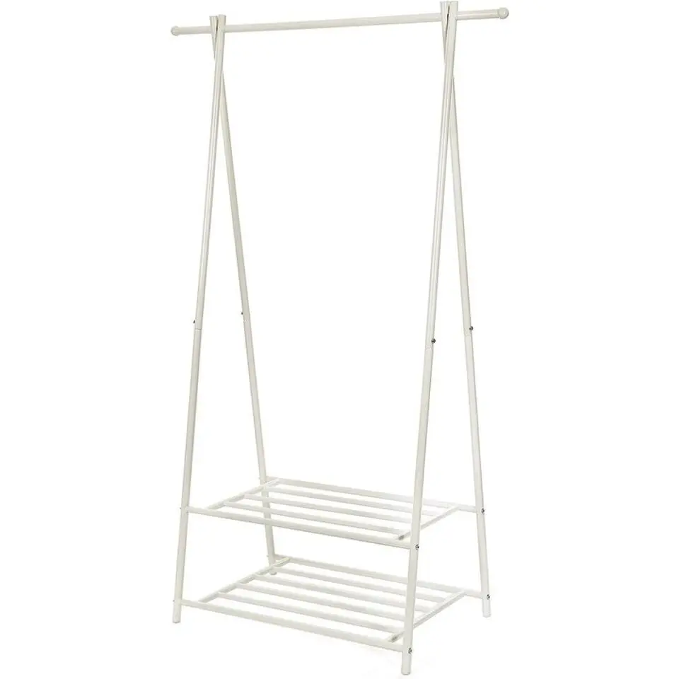 Bobbel Home kledingrek kapstok met 2 schoenplanken Wit