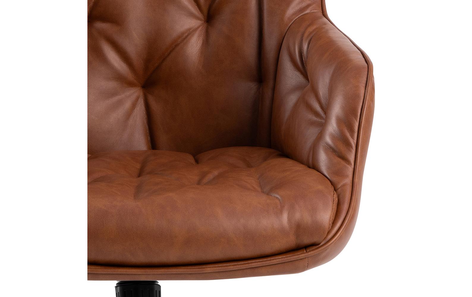 Bürostuhl Erik, mit Polsterrücken und Armlehnen, Cognac<br>Höhenverstellbarer Schreibtischstuhl