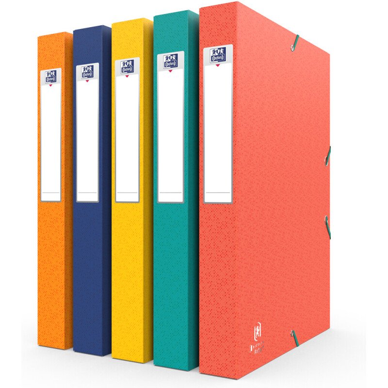 Boîte Oxford capacité standard Boston 24x32 dos 40mm avec élastique couverture carte coloris assortis