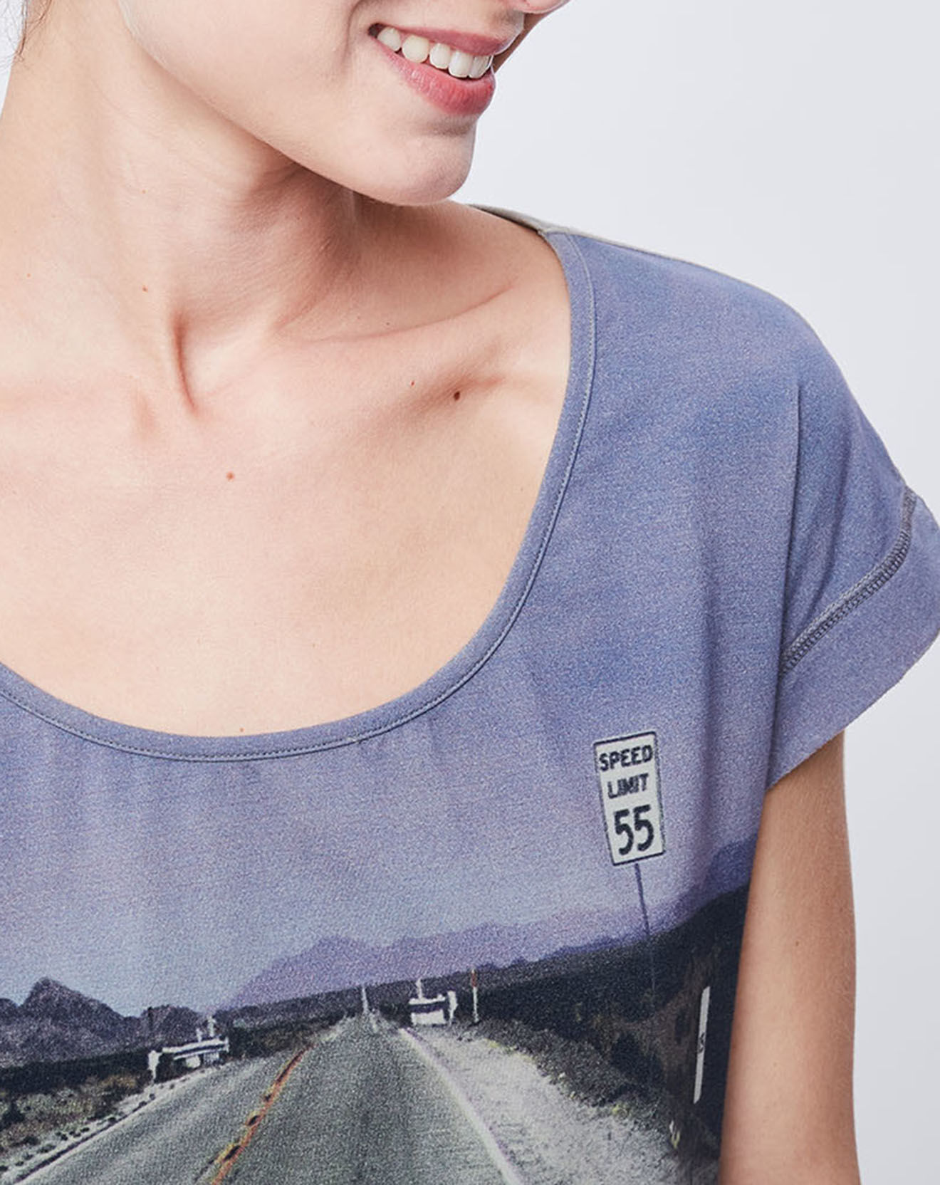 John Galliano T-Shirt imprimé gris/bleu