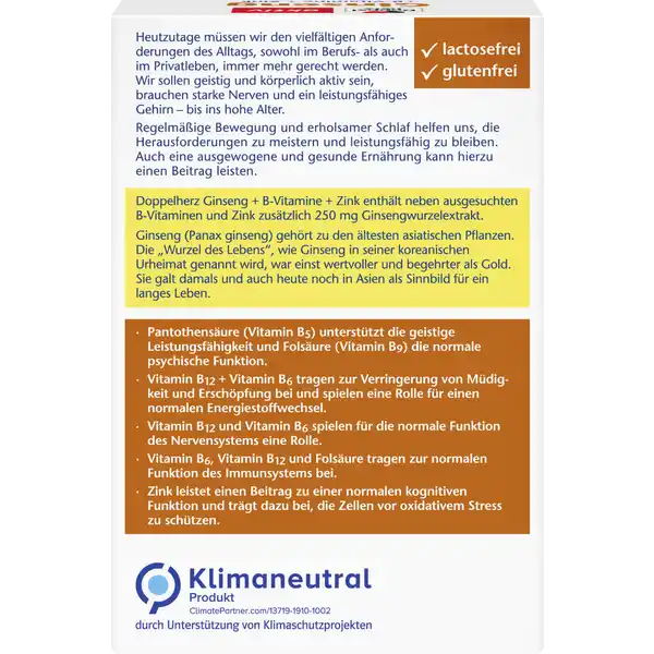 Ginseng + B-Vitamine + Zink Kapseln