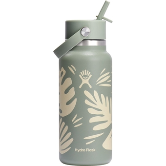 Hydro Flask 32 oz Wide Flex Straw Cap Thermosflasche Botanical Bliss Agave