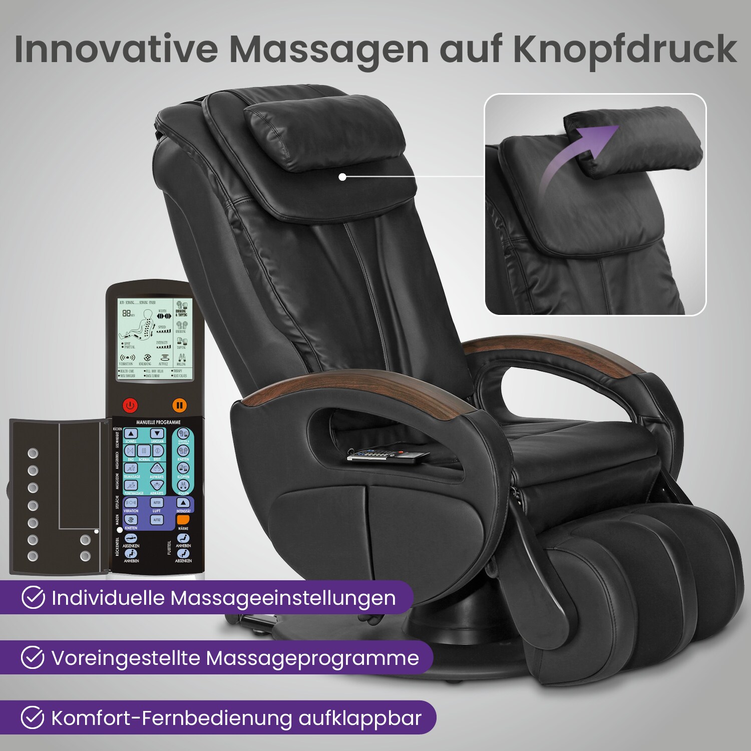 aktivshop Massagesessel Komfort Deluxemit 6 Massageprogrammen und 7 Massagearten