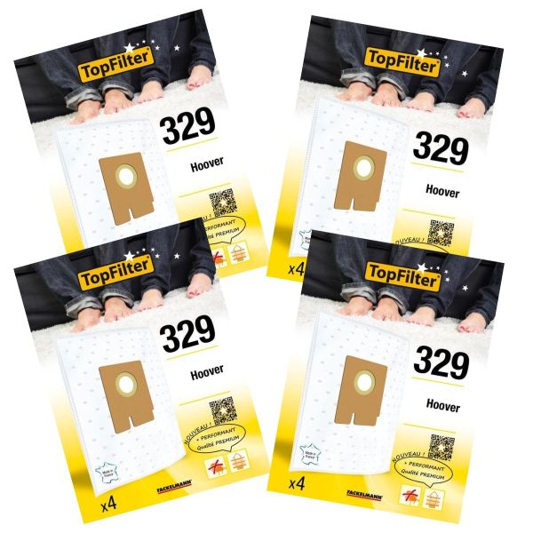 Lot de 4 packs de 4 sacs aspirateur 64329 pour Hoover Freespace EVO Pr
