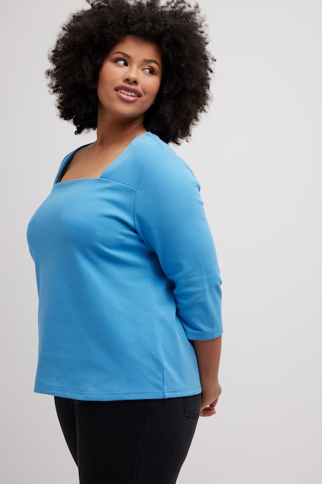 Shirt, Quernaht, Classic, Carrée-Ausschnitt, 3/4-Arm