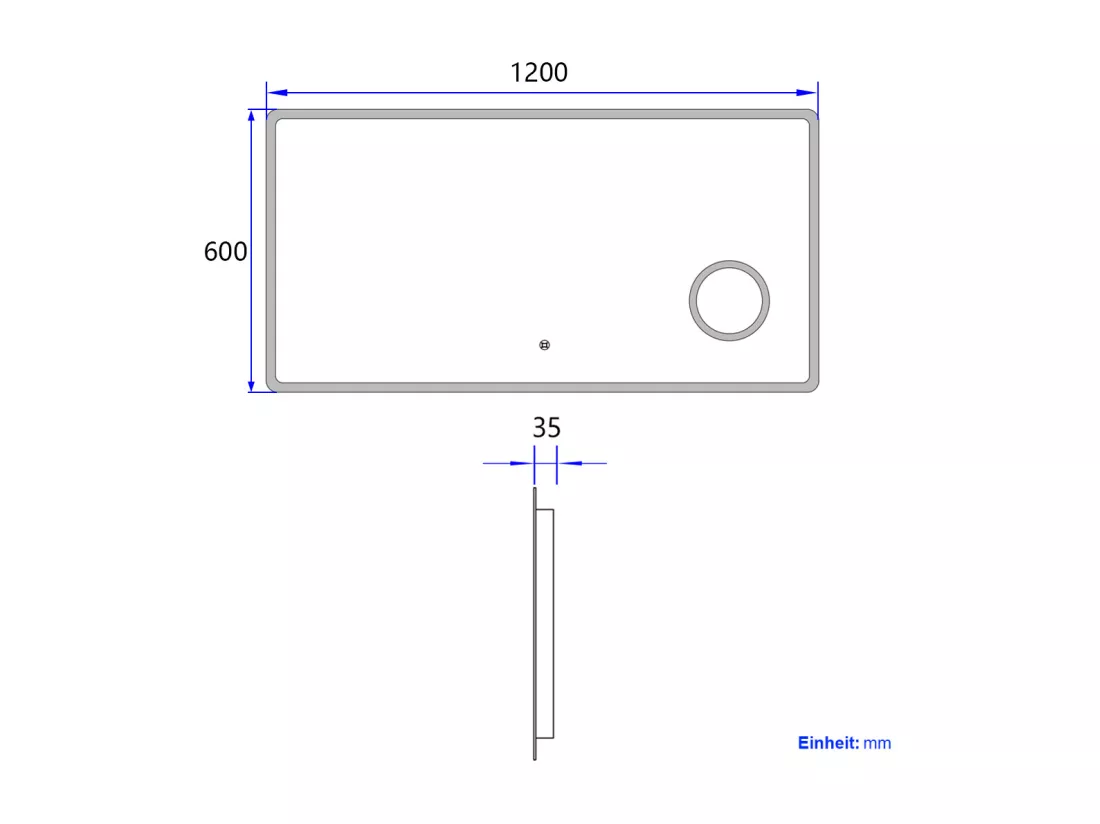 EMKE Miroir lumineux salle de bain 120x60cm, Miroir LED avec Interrupteur Tactile, 3x Grossissement, Miroir avec éclairage Lumière Blanche Froide