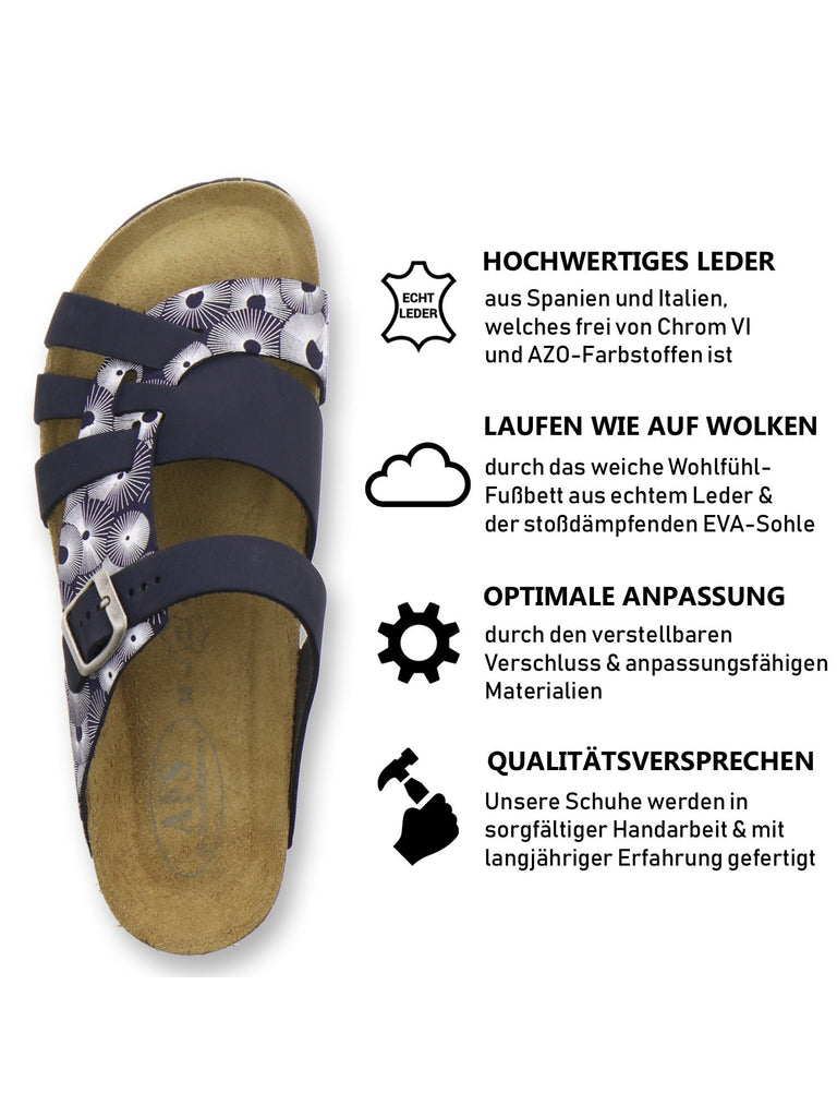 Pantoletten Damen Kralle navy