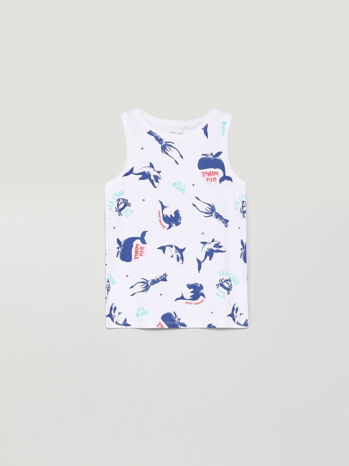 Conjunto de 6 regatas lisas e estampadas - Off-White