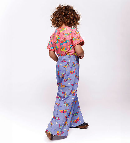 Småfolk Hosen - Purple Freude m. Schmetterlinge