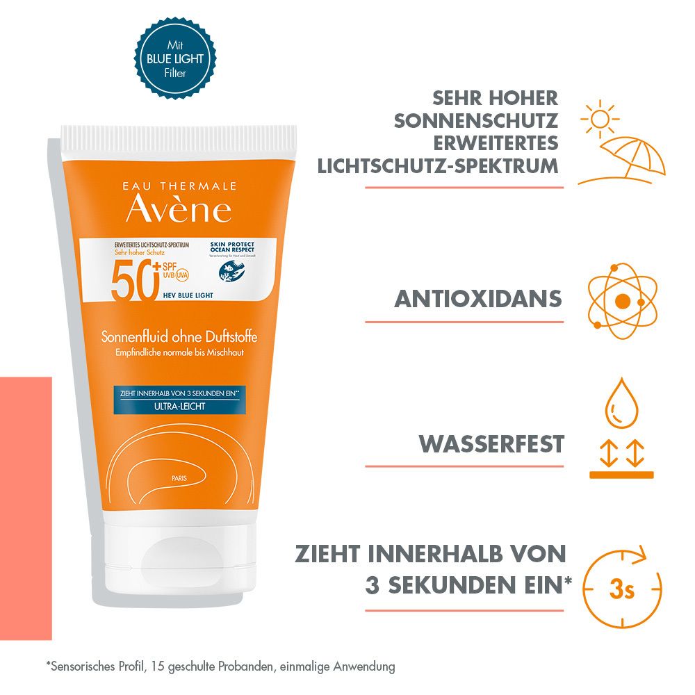 Eau Thermale Avène – Sonnenfluid SPF 50+ ohne Duftstoffe