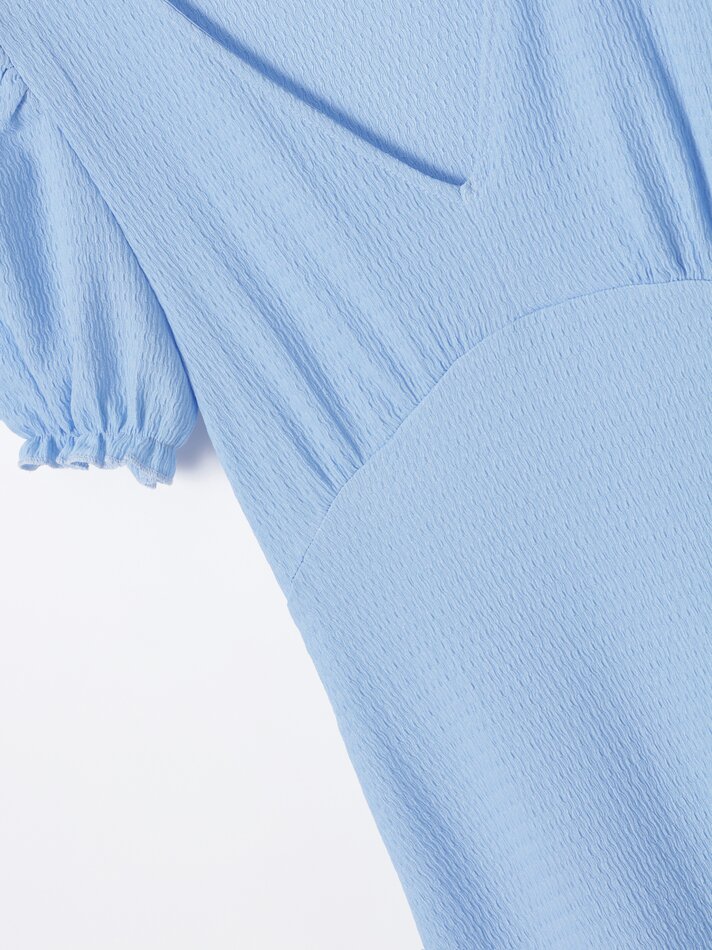 Vestido midi com mangas bufantes - Azul celeste