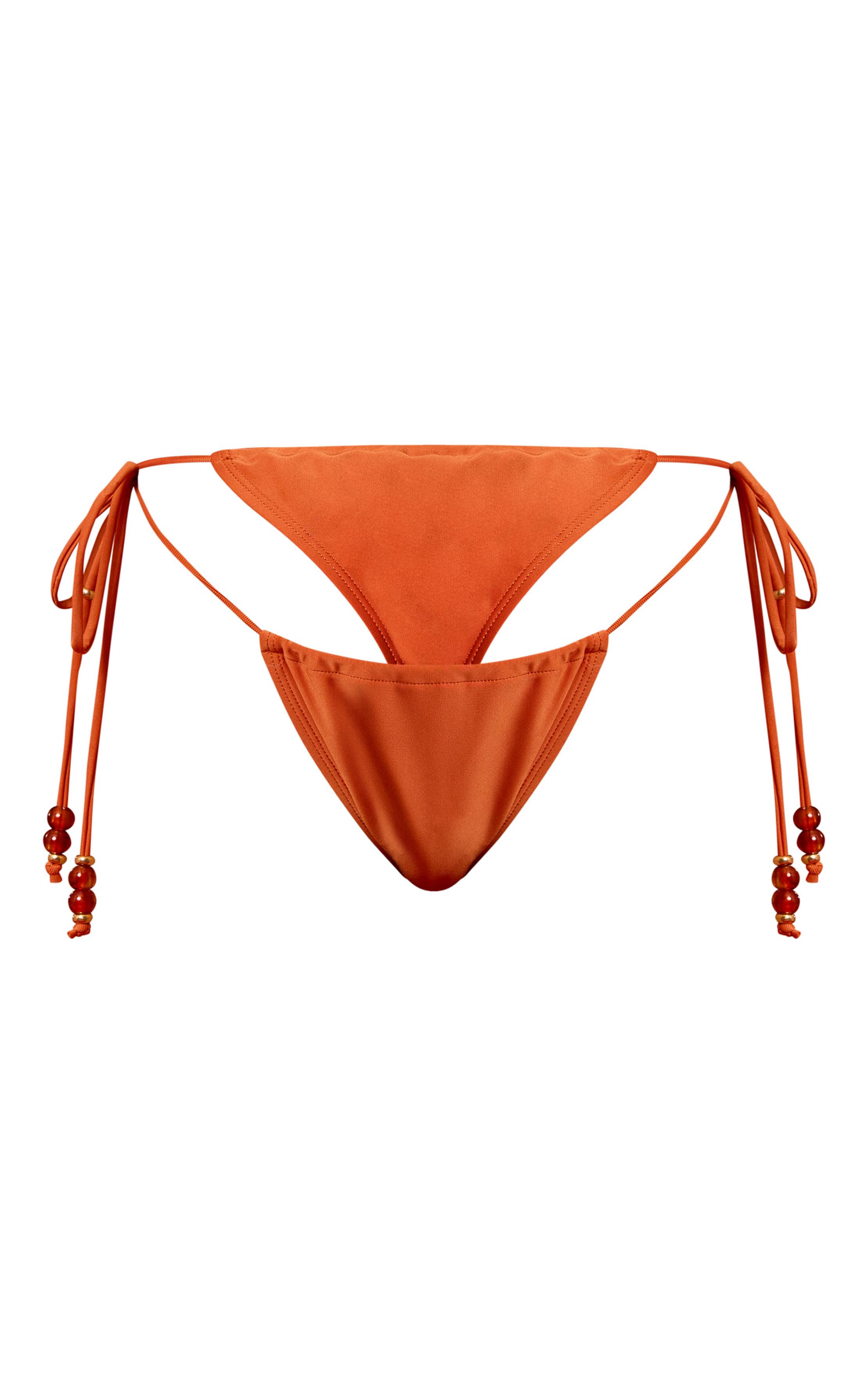 Rouille Bas De Bikini À Nouer Sur Les Côtés Avec Perles