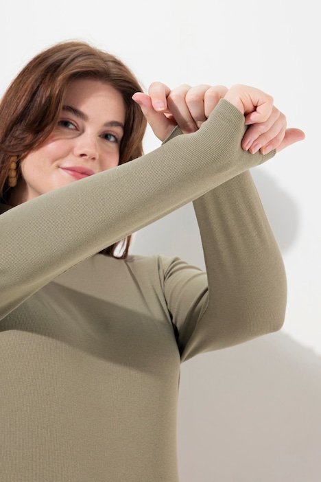 Body, Rippjersey, Stehkragen, Langarm, Biobaumwolle