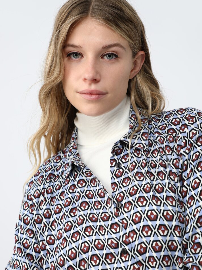 Vestido camisa estampado - Azul