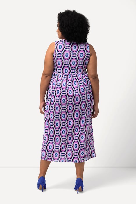 Jerseykleid, A-Linie, Tunika-Ausschnitt, ärmellos