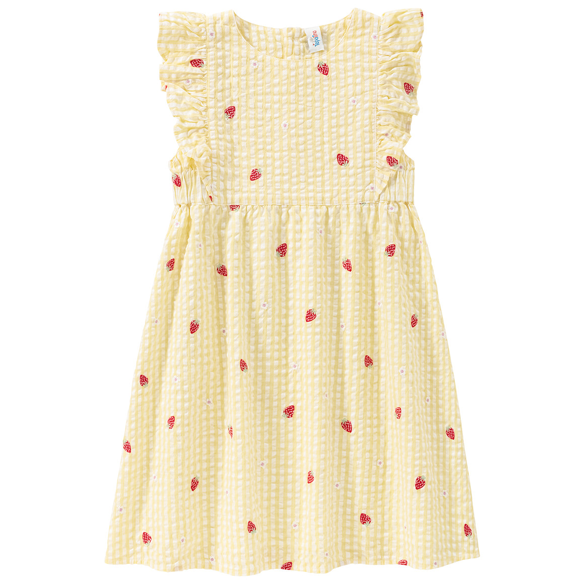Topolino Mädchen Kleid mit Erdbeer-Allover gelb / weiss