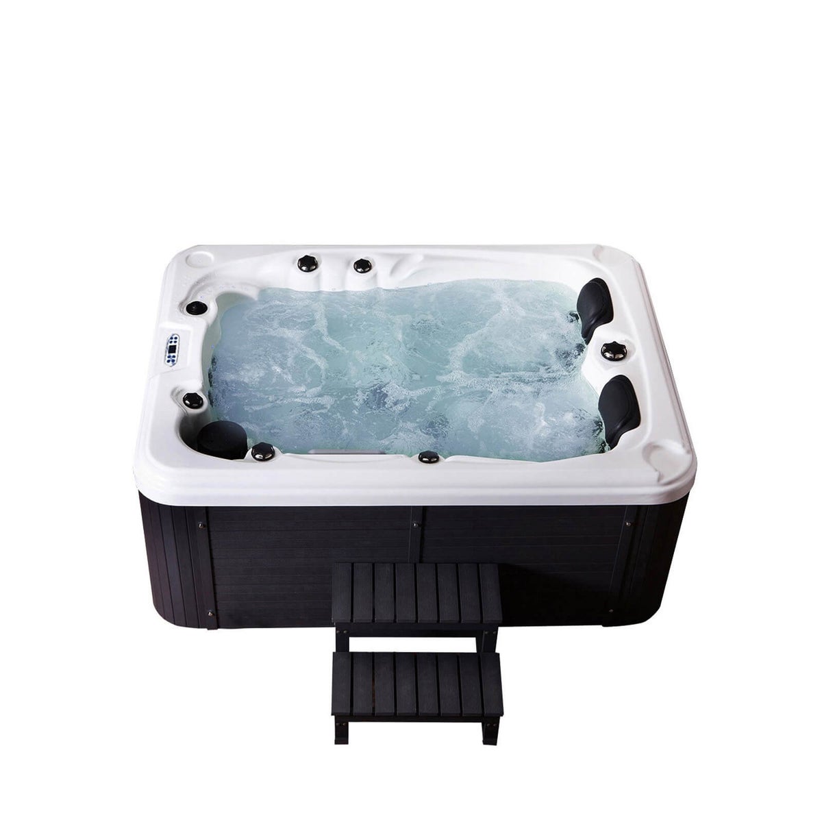 Home Deluxe - Buitenwhirlpool - Beach Plus Trap en Thermohoes - Afmetingen: 210 x 155 x 83 cm - Incl. Verwarming, 51 Massagejets en 24 Verlichting | Buitenwhirlpool voor 3 Personen