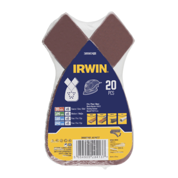 Irwin schuurvel voor Bosch Primo en B D Mouse zelfklevend K80/K120/K180/K240, 20 stuks