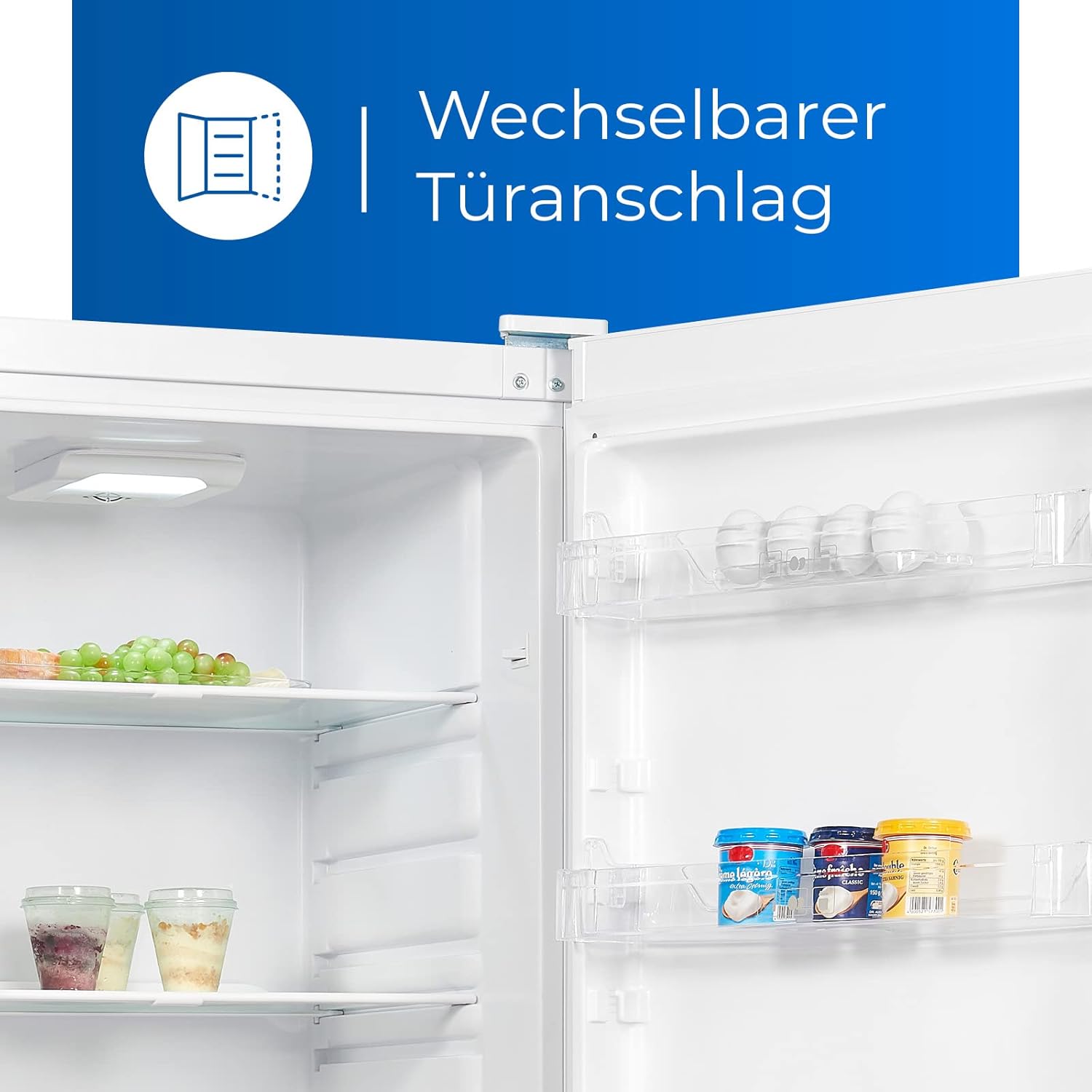 Exquisit Kühlschrank KS350-V-H-040E weiss | Kühlschrank ohne Gefrierfach freistehend 331 L Volumen | Türanschlag wechselbar | LED | Gemüsefach