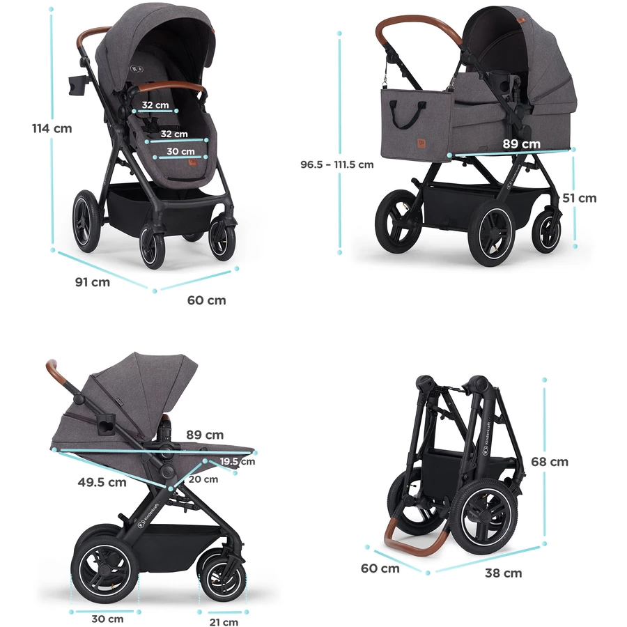 Kinderkraft Kinderwagen B Tour 3 in 1 Mink Pro Dark Grey