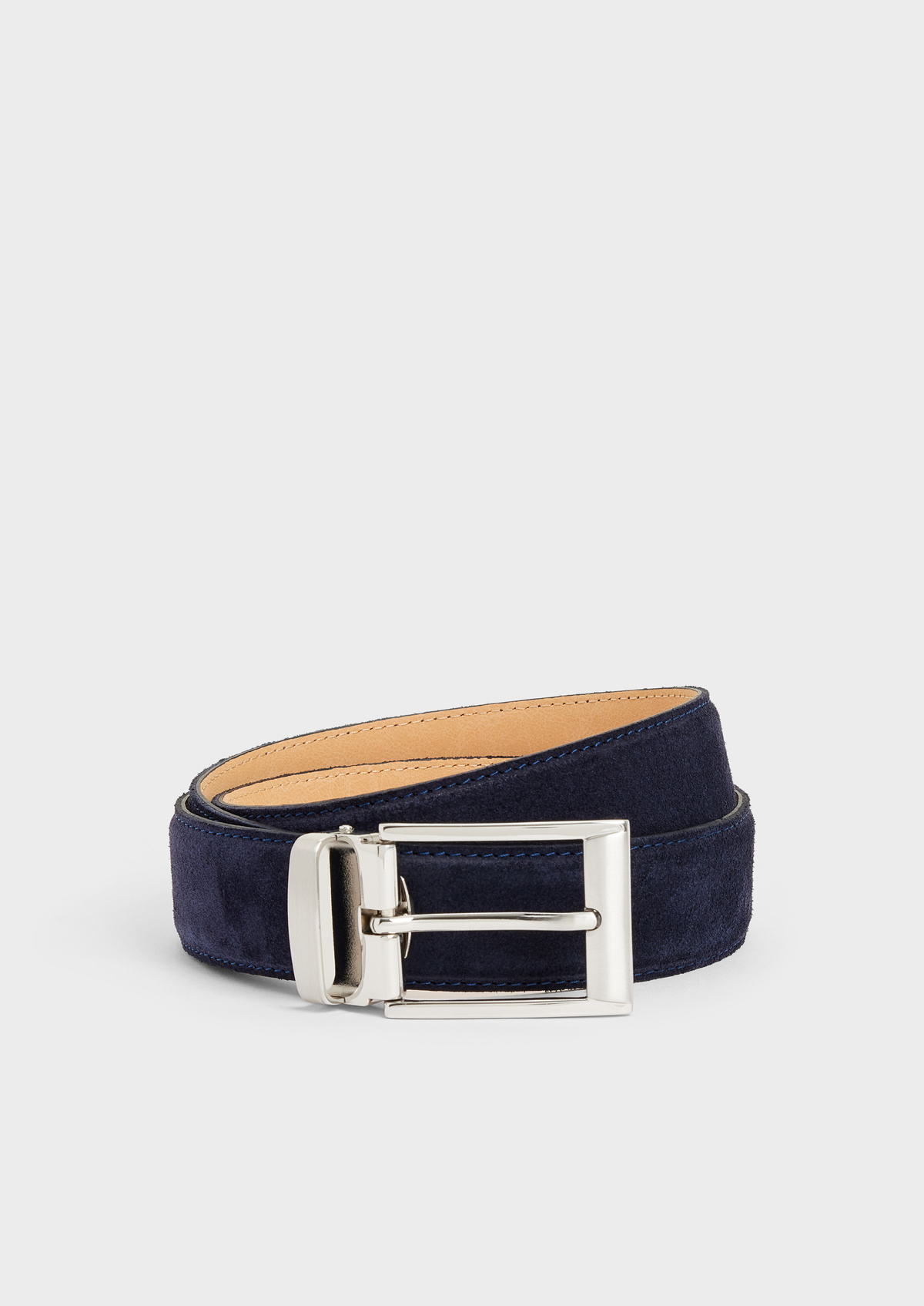 Ceinture ajustable en cuir nubuck bleu marine
