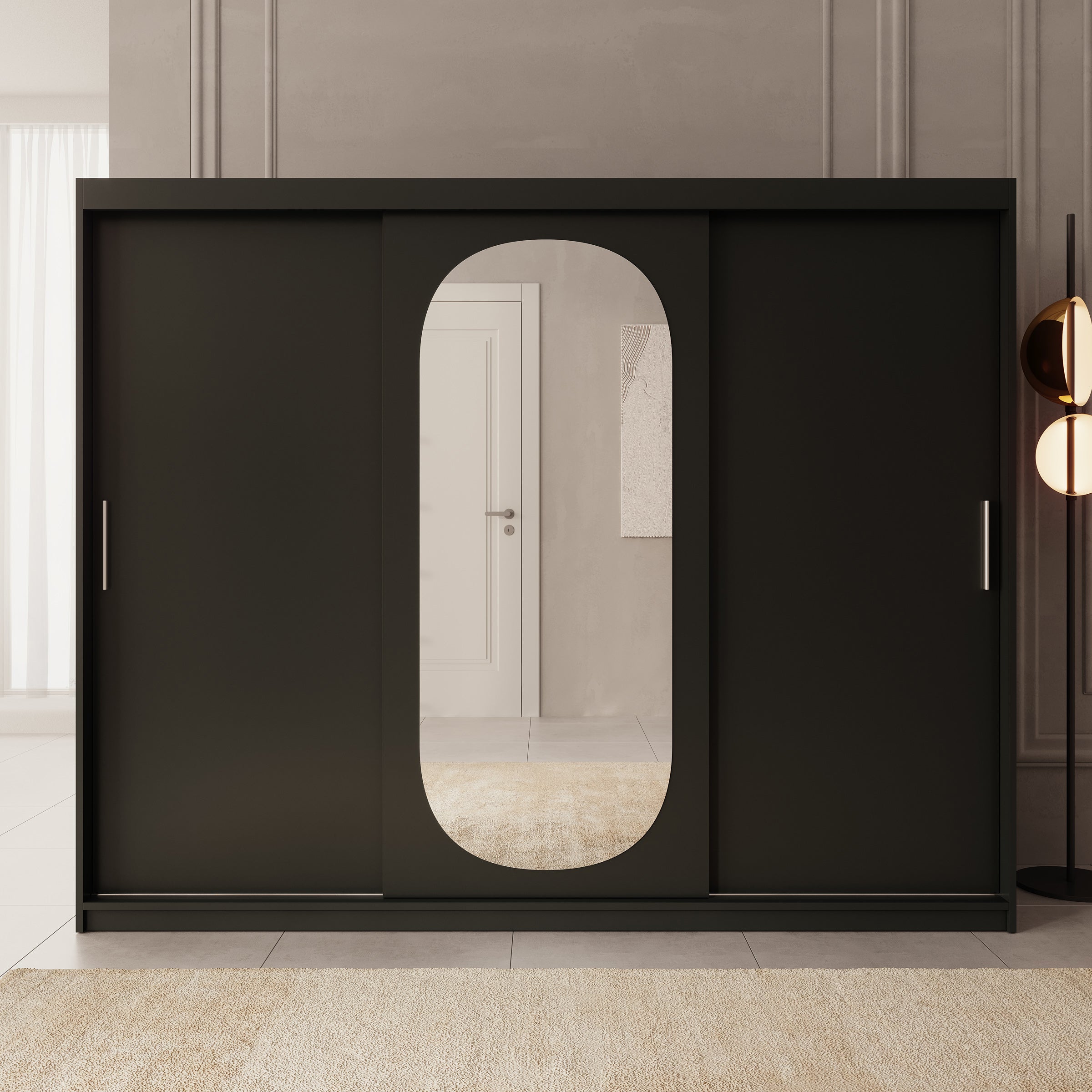 Bodhi - Kledingkast met schuifdeuren - Zwart 250x62x200 cm