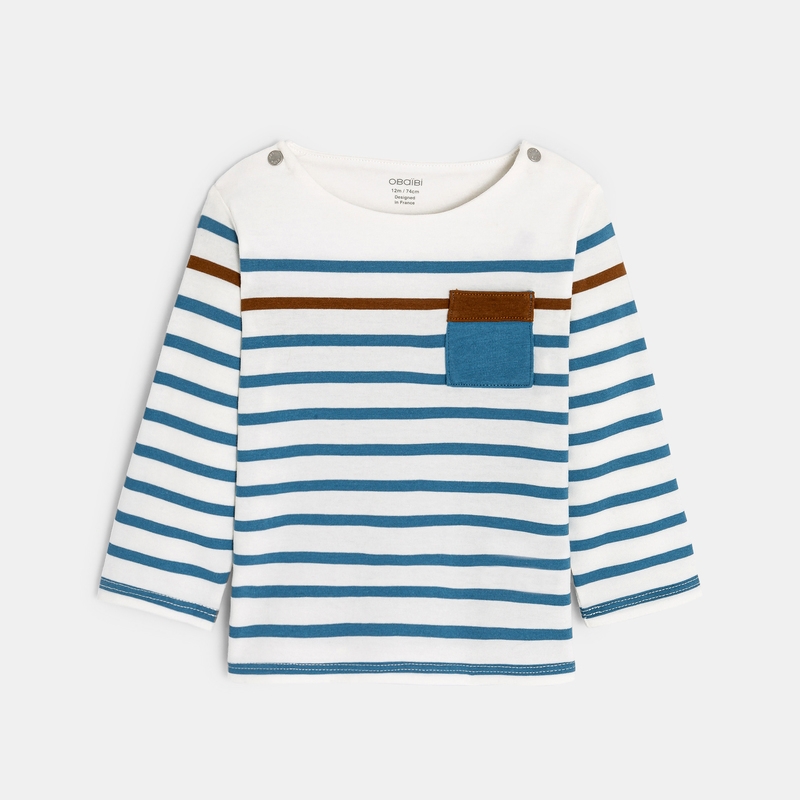T-shirt marinière bleu bébé garçon
