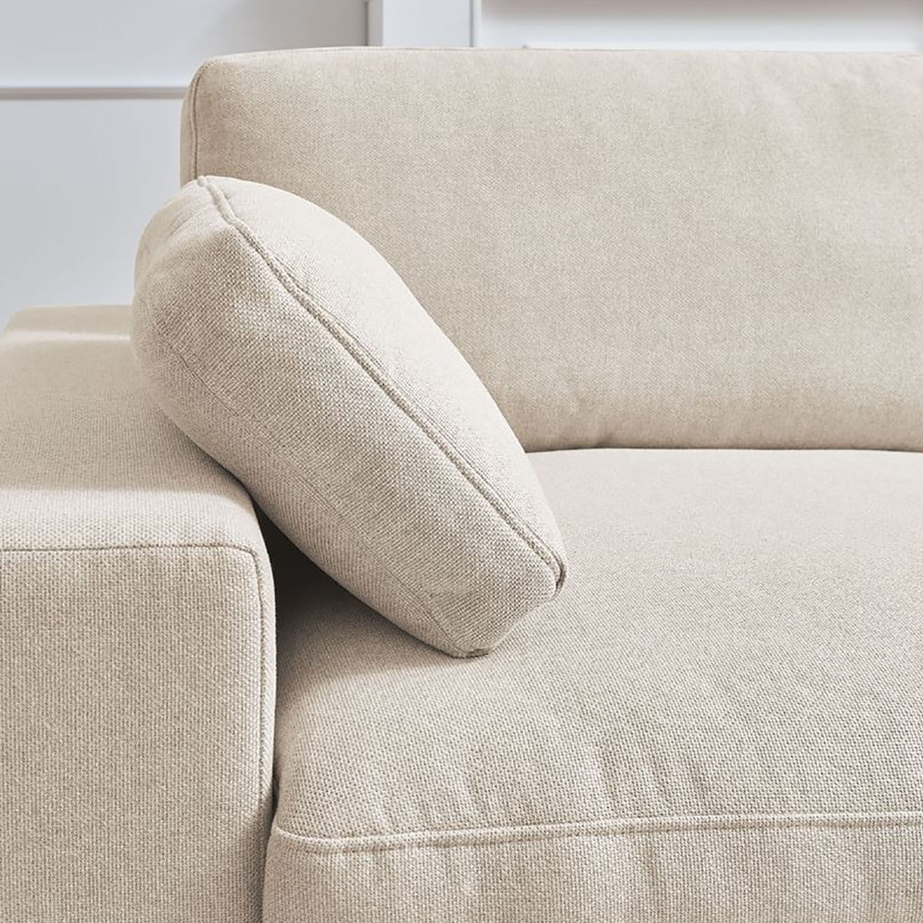 Bobochic Canapé droit fixe 4 places Belair beige - 280x93x80 cm