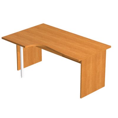Bureau compact Trend - retour à gauche avec pieds panneaux + pied de renfort - L160 - plateau imitation