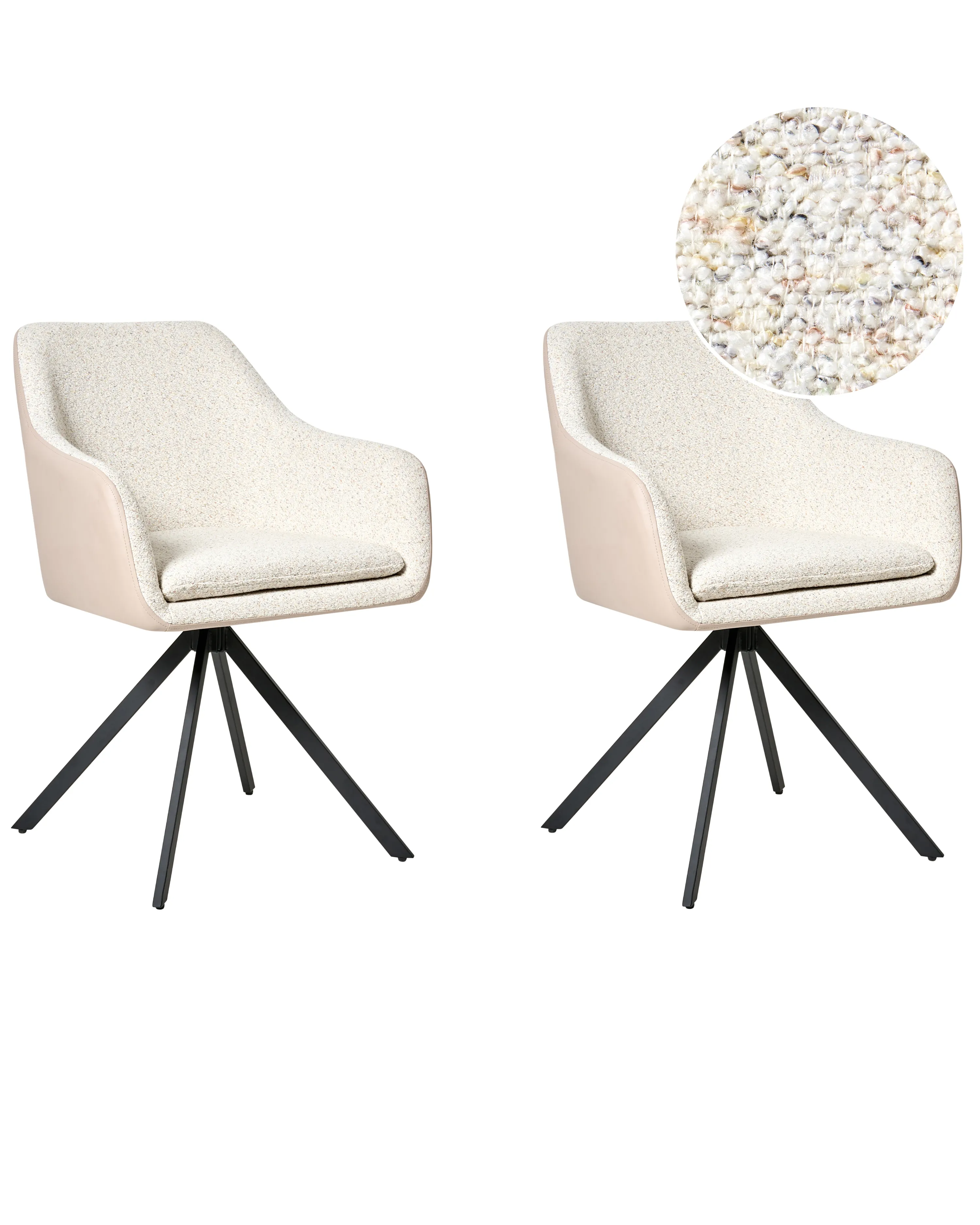 Set van 2 eetkamerstoelen LITHIA Bouclé Lichtbeige