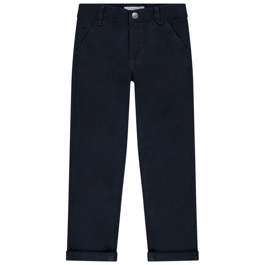 Pantalon chino en coton armuré pour garçon - Bleu marine