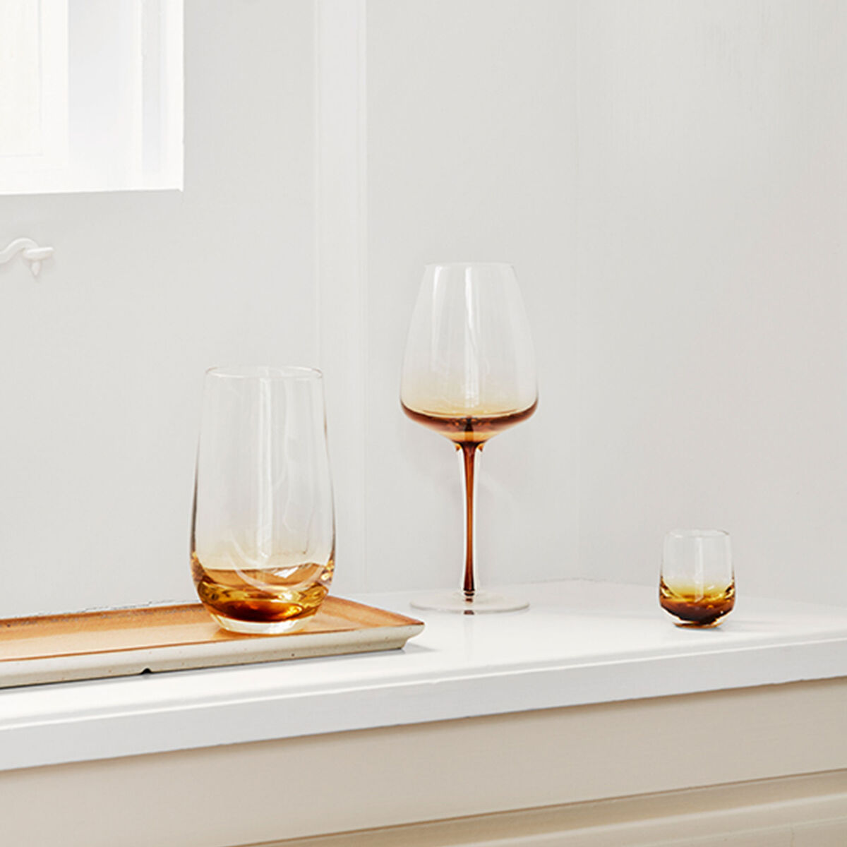 55 cl. Amber munnblåst drikkeglass