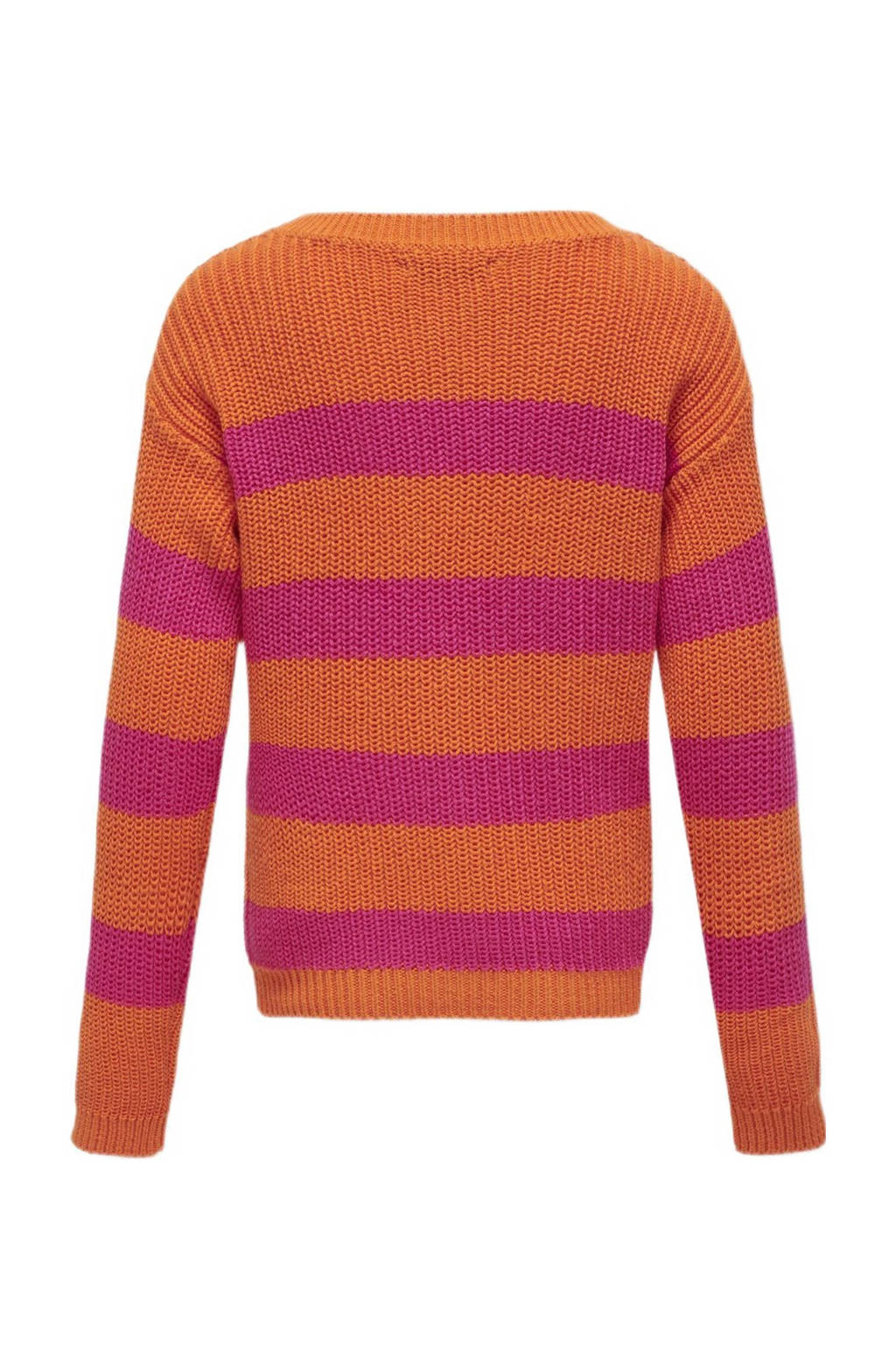 ONLY gestreepte trui KOGSIF oranje/felroze