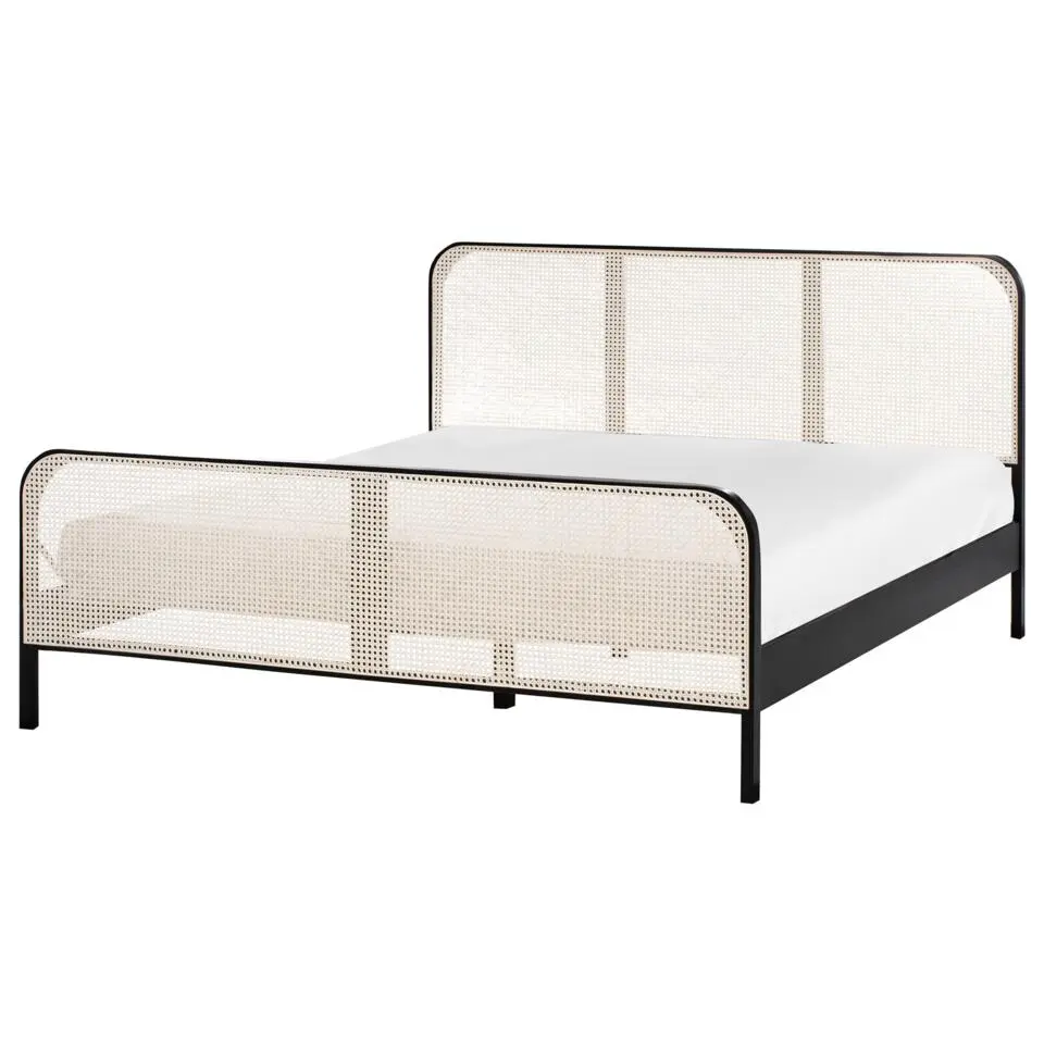 GONFARON - Tweepersoonsbed - Zwart - 180 x 200 cm - Dennenhout