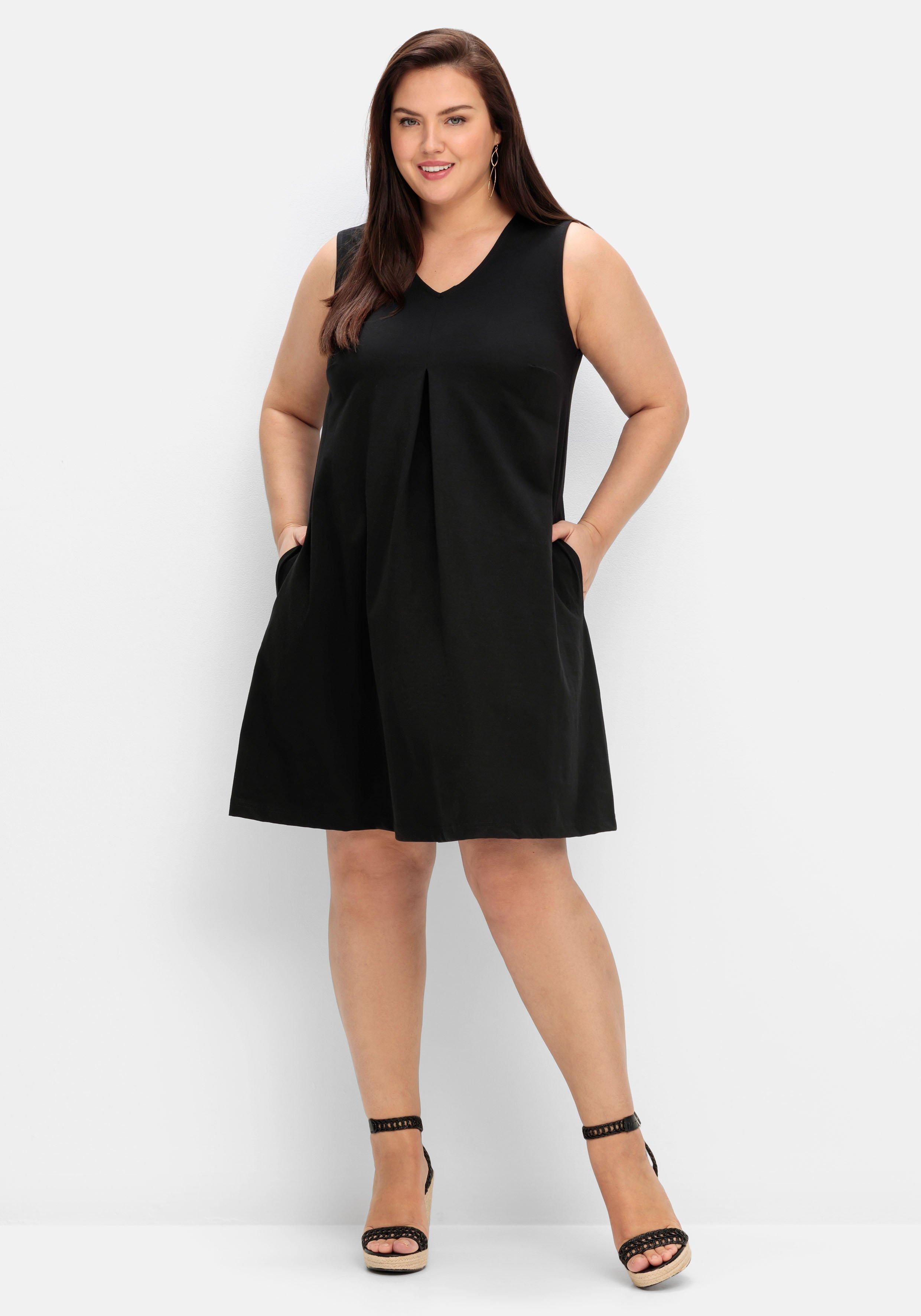 Ärmelloses Jerseykleid mit Taschen, in A-Linie