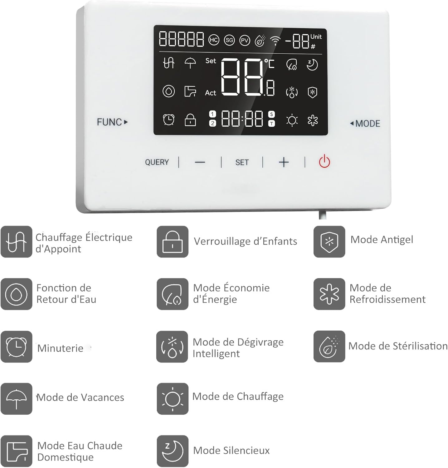 Smad R290 A+++ Inverter Luft Wärmepumpe, COP 4.8, 10KW, Kühlung, Warmwasser, Heizung, monoblock, Wifi, 220-240V 50Hz, Frostschutz, Silent-Modus, elektrische Zusatzheizung