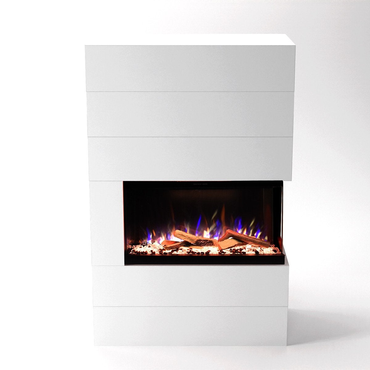 Glow Fire 'Portia' elektrische haard | LED vrijstaande haard in wit met verwarming (1500 W) | HxBxD: 140x90x45 cm