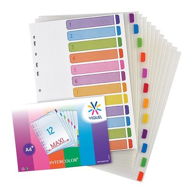 Viquel Intercolor - Intercalaire 12 positions - A4 Maxi - polypropylène coloré