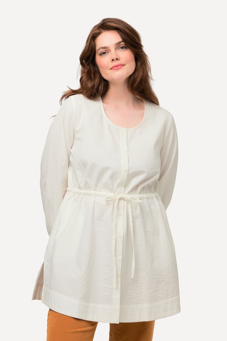Longbluse, A-Linie, Rundhals, Langarm, Biobaumwolle