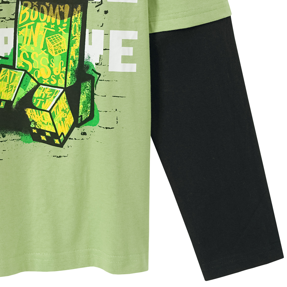 Yigga Minecraft Langarmshirt mit Print hellgrün