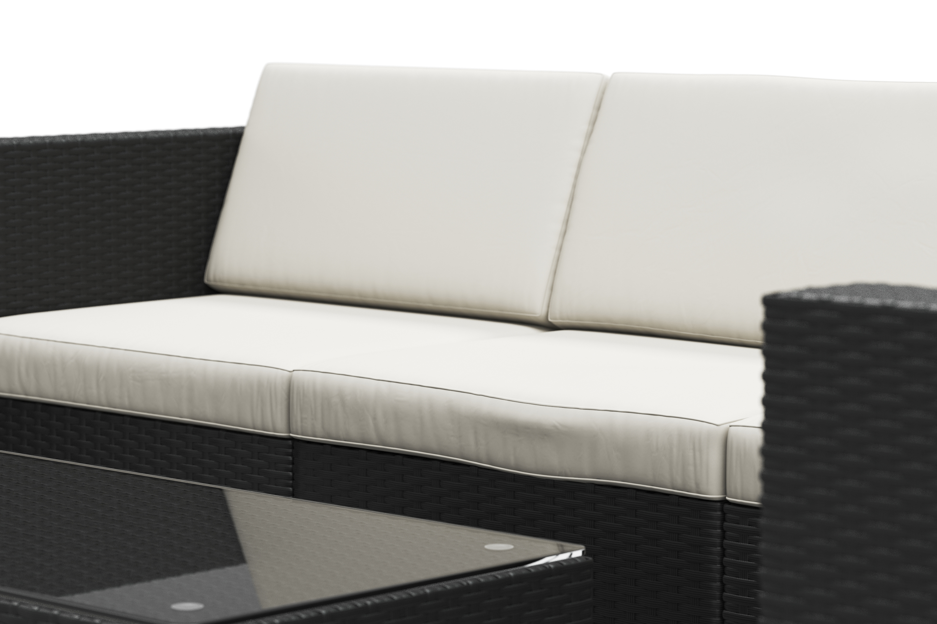 Rattanlounge mit Kissenbox BORA BORA schwarz/weiss