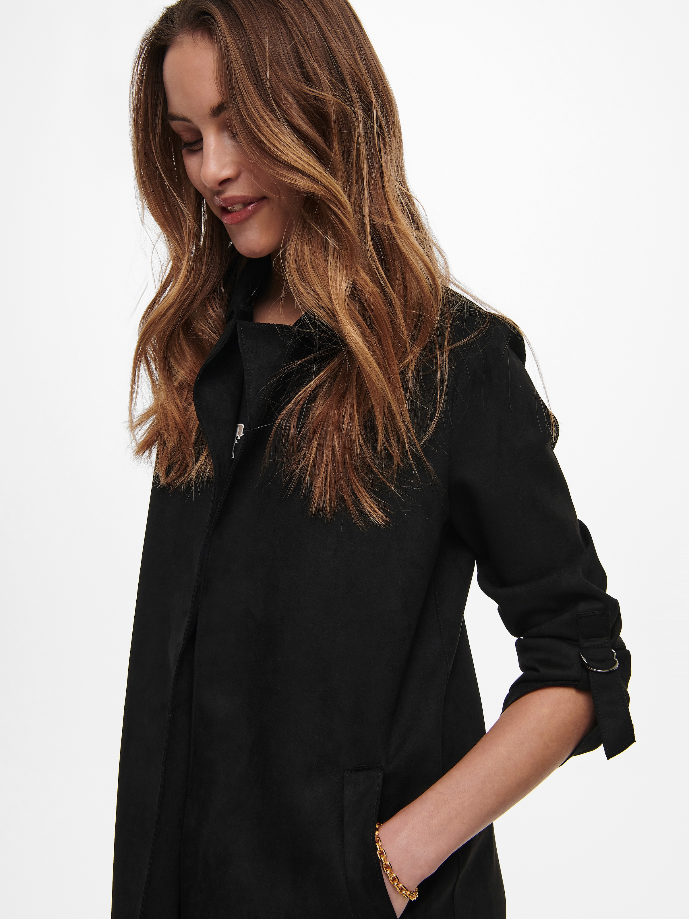 ONLY Langjacke »ONLJOLINE FAUX SUEDE COAT LIFE CC OTW« ohne Kapuze mit Reverskragen, weiches Wildlederimitat