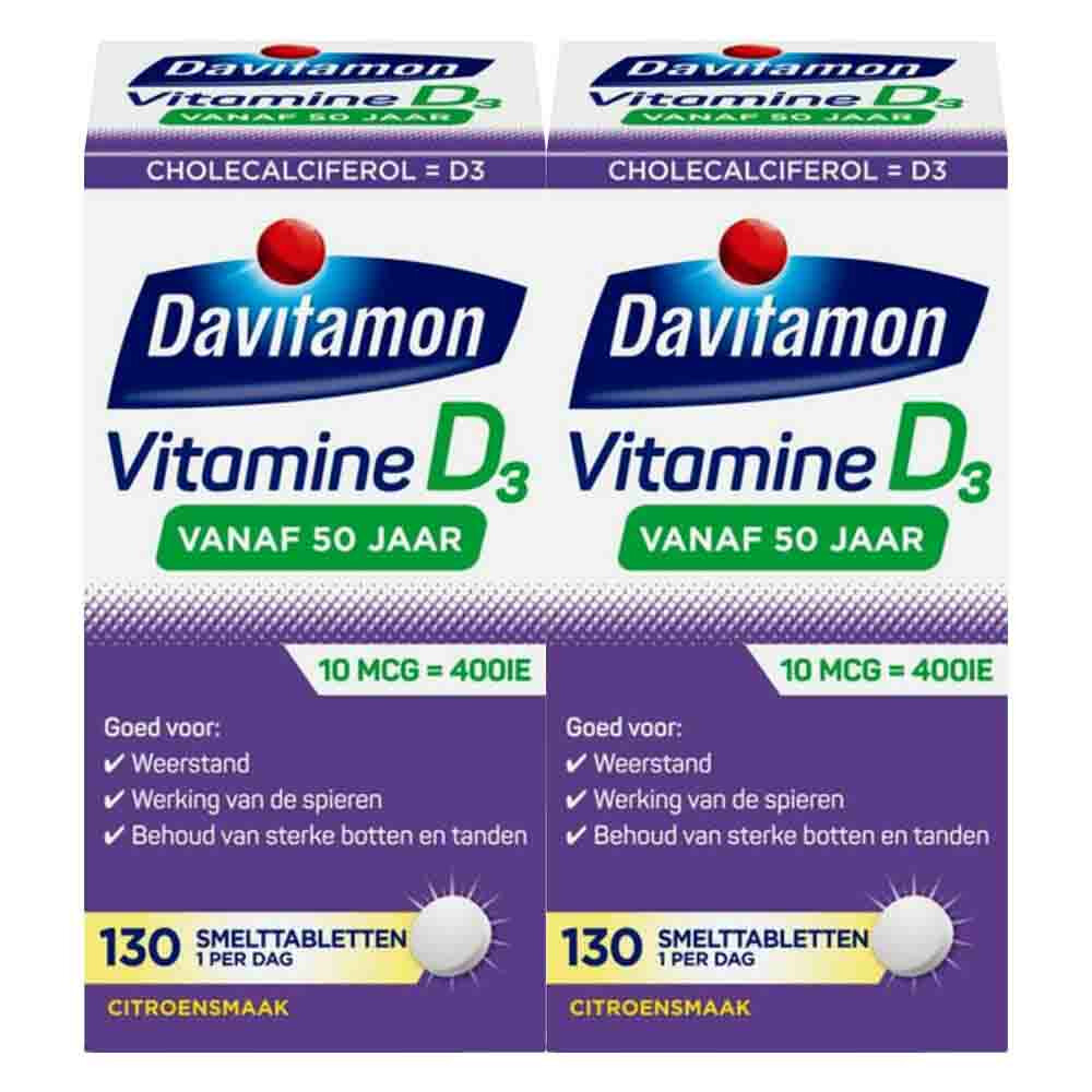 2x Davitamon Vitamine D3 Vanaf 50 Jaar130 smelttabletten
