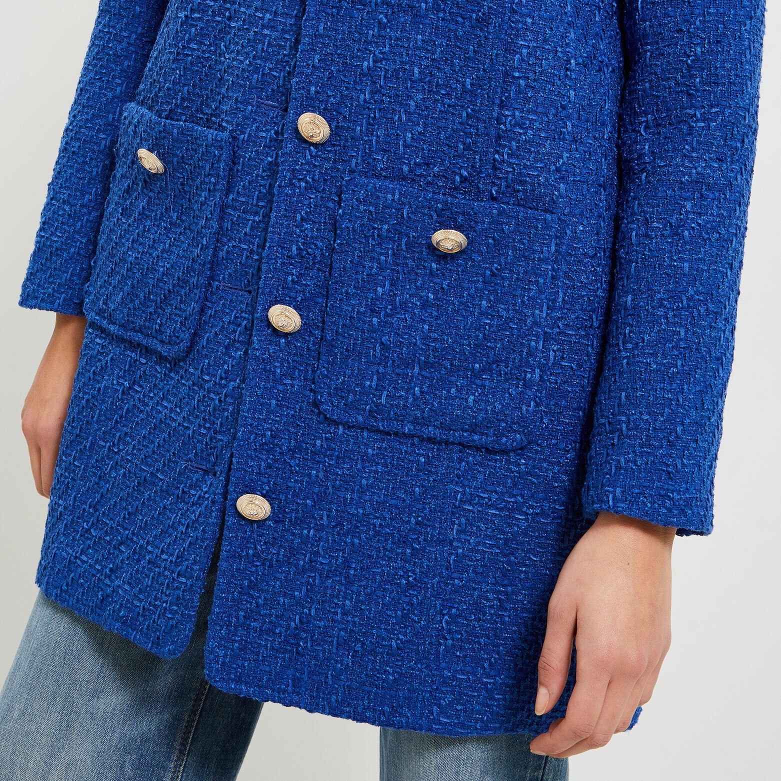 Manteau mi-long en tweed femme