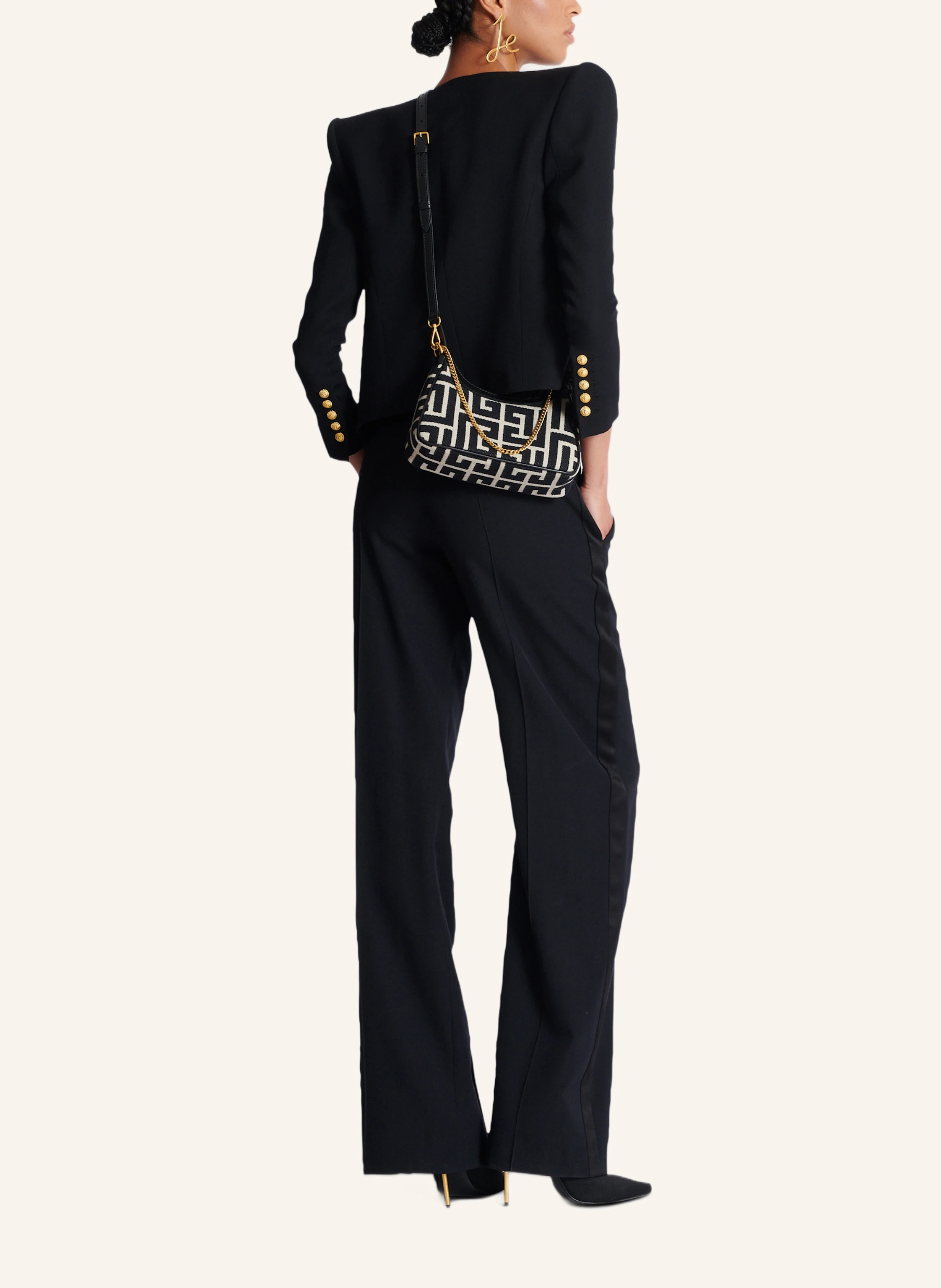 BALMAIN Schultertasche B-Army aus Monogramm-Jacquard