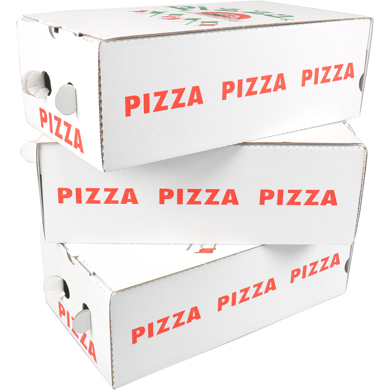 Pizzadoos, golfkarton, 30x16x10cm, calzone, wit