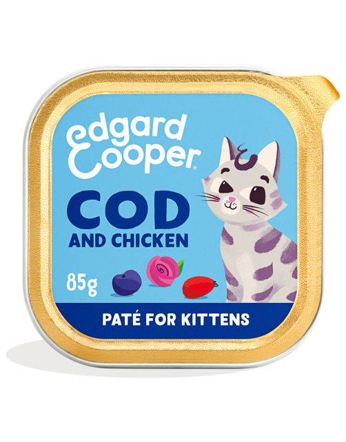 Edgard&Cooper Kuipje  Paté Voor Kittens - Kattenvoer - Kabeljauw Kip 85 g