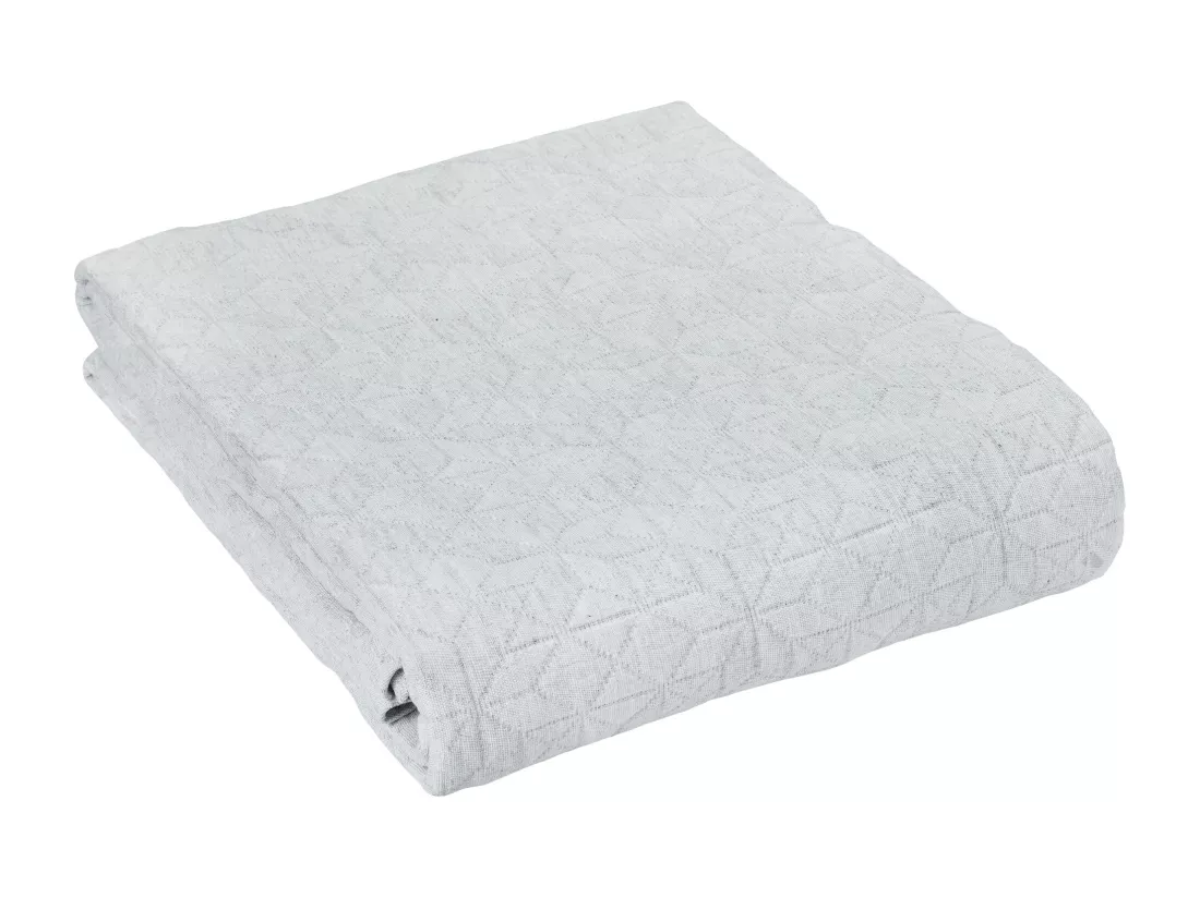 Dessus de lit Jacquard 230x250 cm GUETHARY coton polyester gris perle